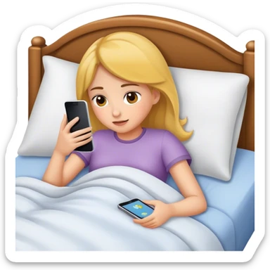 Girl laying In bed using phone  sticker