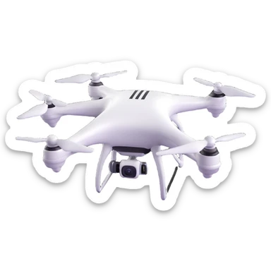 Edit the drone's body to be white with black accents, maintain the 3D emoji style with soft shading, and keep no background (transparent). sticker