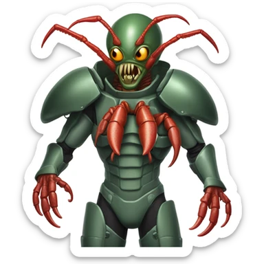a alien male humman hybrid lobster alien military sticker