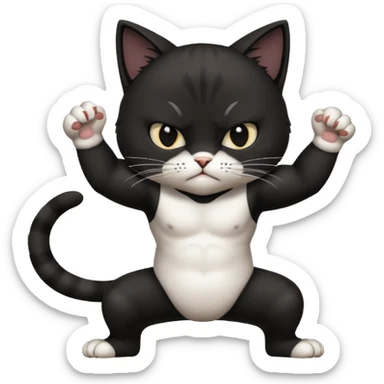 cat doing MMA fighting sticker