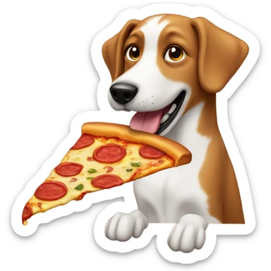 Dog eating a pizza sticker