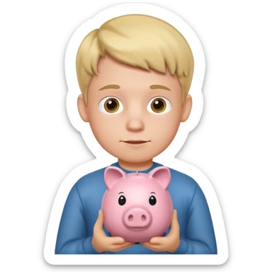boy  with piggy bank sticker