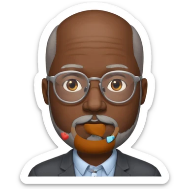bald gray beard black man glasses sticker