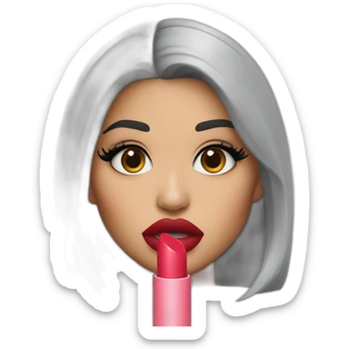 Kylie Jenner holding her lipstick lips sticker