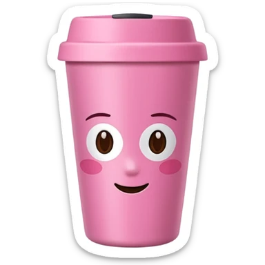 pink reusable coffee cup  sticker