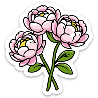 A peony flower bouquet with pink and white flowers sticker