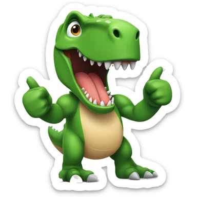 tyrannosaurus showing thumbs up sticker