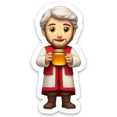 Caucasian Saint Valentine holding a jar of honey sticker