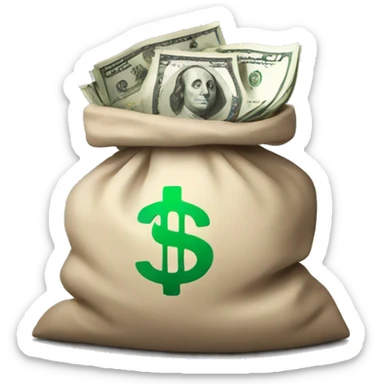 Bag of money with dollar symbols on it sticker