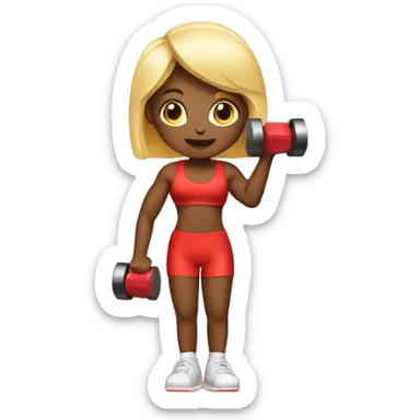 Red gym girl with dumbells sticker