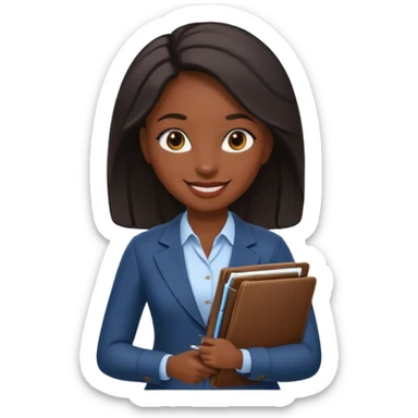a financier black skin girl with a portfolio sticker