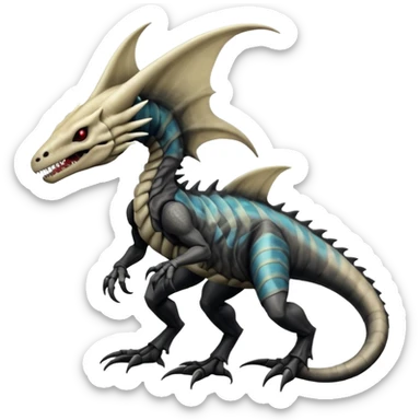 Marowak-Salandit-Xenomorph-hybrid-fantasy-creature (full body) with colored scale pattern markings sticker