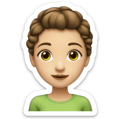 Petite fille de 11 ans cheveux brun foncé long  yeux vert grande sticker