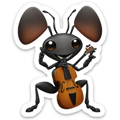 a giant ant with a balalaika in his hands sticker