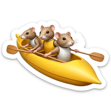 Four rats rowing a yellow racing shell on river  sticker