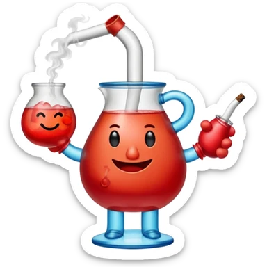 Kool-Aid man with visible arms and legs smoking a bong sticker
