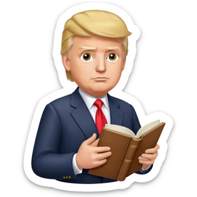 Trump hold open book in his hands  sticker