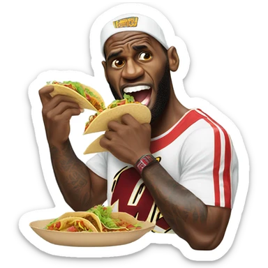 LeBron James eating tacos  sticker