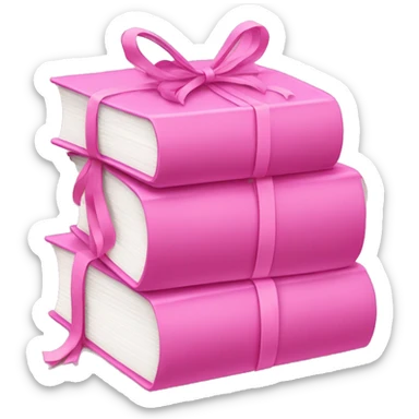 Pink Books stacked up and tied together by a pink bow sticker