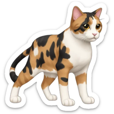 buff calico cat  he has a mullet, a floral designed t shirt that is unbuttoned sticker