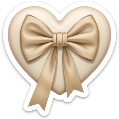 white heart with beige bow sticker