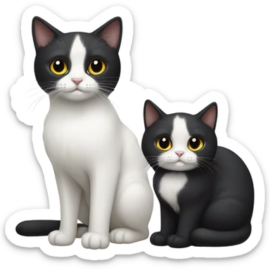 Black cat with white cat couple  sticker