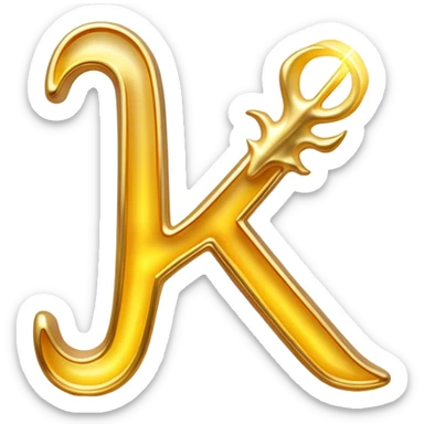 Ethereal golden vitamin K2 symbol floating beside a luminous glowing bone. The K2 symbol emits gentle rays of light that flow toward the bone, causing it to shine with a strengthening golden aura. sticker