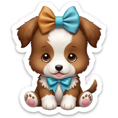Puppy with a bow sticker