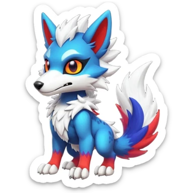 Cool randomly-colored chibi furry anthropomorphic fantasy-Fakémon-Sergal-Canine-Protogen-creature with edgy markings (full body) sticker