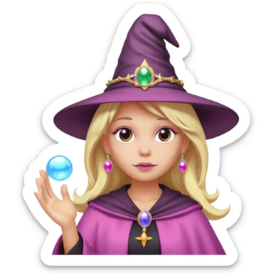 A pink bubble blonde witch with a crown instead of a witch hat sticker