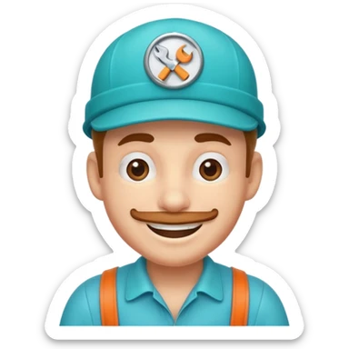 funny plumber with a turquoise hat, simple and clear sticker