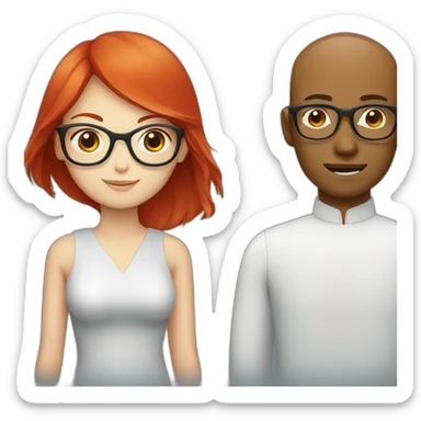 Red head girl and chinese man glasses sticker