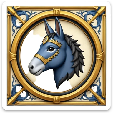 Democratic Party Donkey but in a Game Of Thrones Intro Sigil Form - in a square picture frame sticker