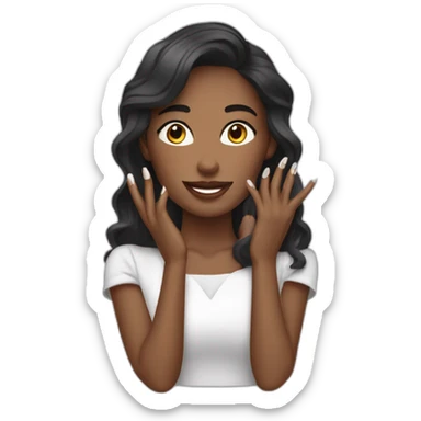 Femme qui se fait des ongles blancs sticker