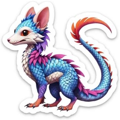 Flurry furry scaly sergal-Bernie-Trico-Koi-possum-sphynx-mouse-sergal-fusion-animal-hybrid-creature  sticker