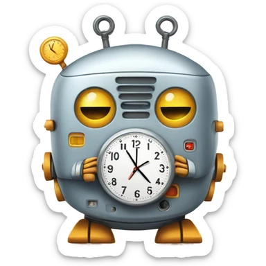 cute robot holds the clock sticker