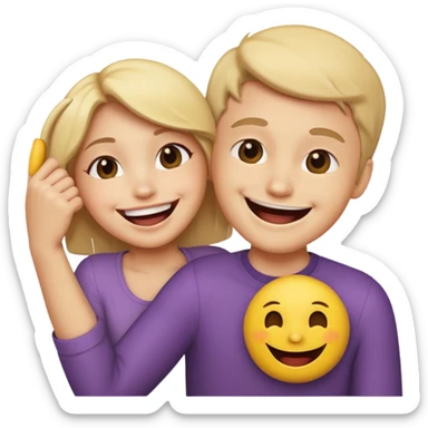 smiley face biting another person’s arm  sticker