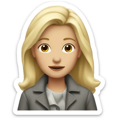 Blond girl in a gray coat sticker