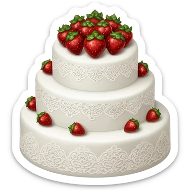 White wedding cake elegant decorated with chocolate covered strawberries sticker