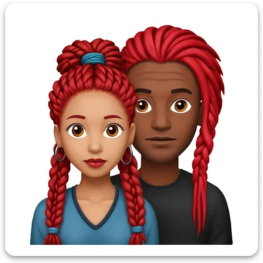 red long dreads lightskin woman and dark hair braids dark skin man  sticker