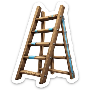 Broken ladder with tape fix sticker