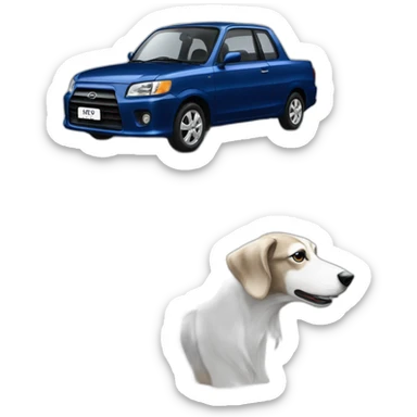 daihatsu dark blue atrai and white saluki sticker