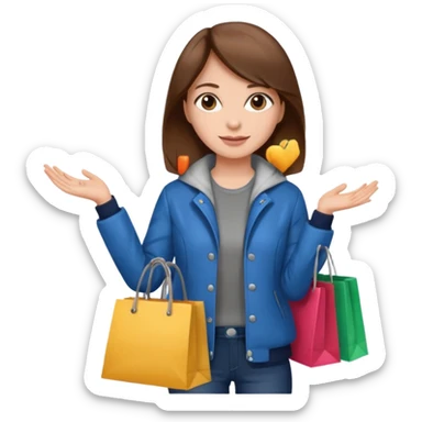 woman with brown hair buys clothes in a store, shopping vibe sticker