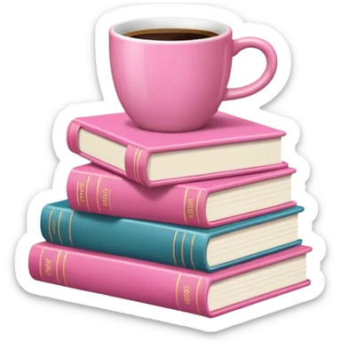 Pink Books and Cute Coffee  sticker