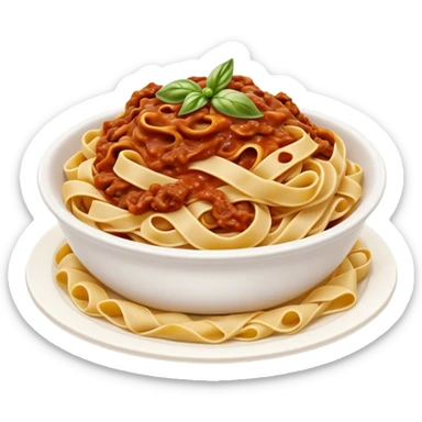 Cinematic Realistic Tagliatelle al Rag√π Dish Emoji, showcasing hand‚Äêcut pasta enveloped in a rich, slow‚Äêcooked meat sauce rendered with detailed textures and hearty, inviting lighting. sticker