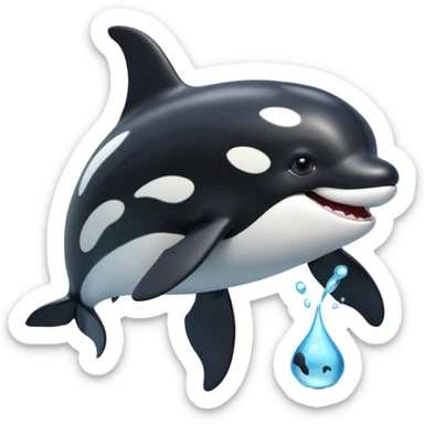 3d Cartoon orca with a tick to show when something has been completed sticker