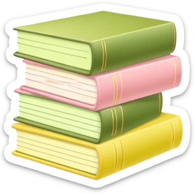 Pastel pink pastel yellow and matcha colored books sticker