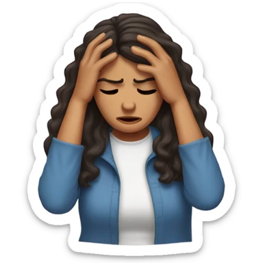 Puerto Rican woman with wavy shoulder length hair and painful Migraine headache  sticker