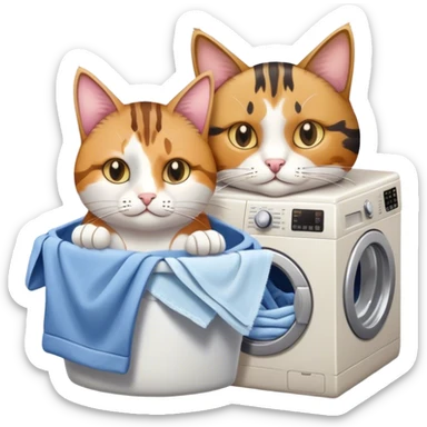 Cat folding laundry  sticker