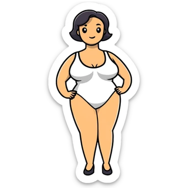 cartoon woman with exaggerated proportions, large chest sticker